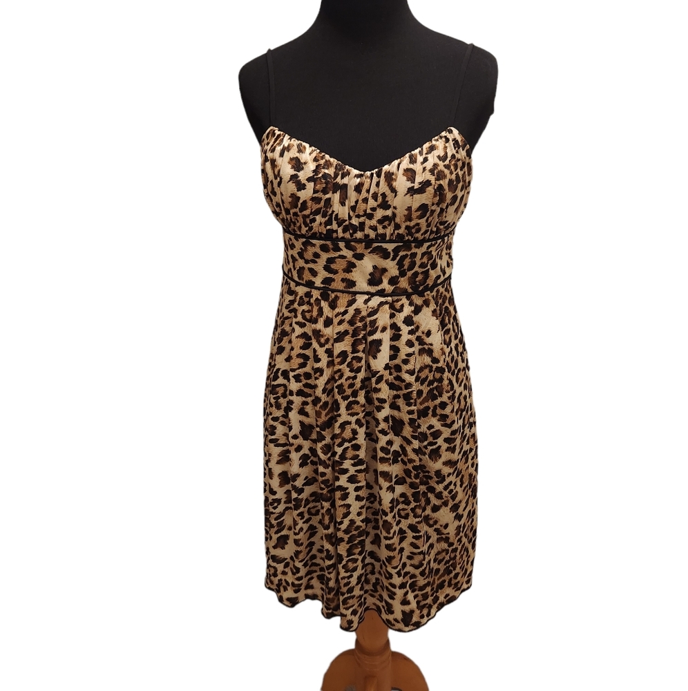 Speechless Mini Brown and Tan Cheetah Leopard Print Spaghetti Straps Small Dress